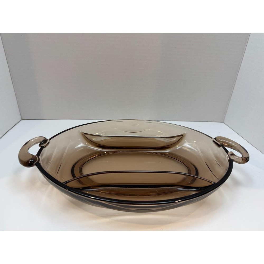 Fostoria Horizon Divided Relish Tray, Vintage, Brown, Entertaining Divided, MCM